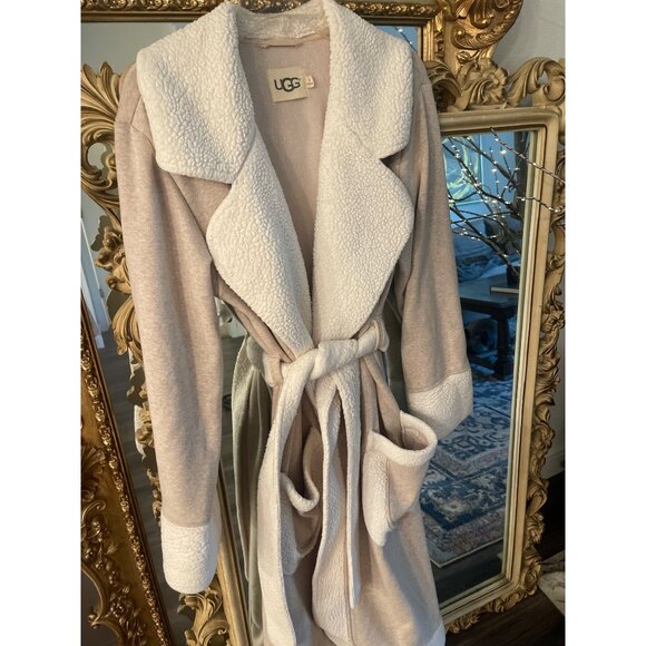 UGG Australia, oatmeal heather Duffield 94% cotton Bathrobe SZ S - Picture 2 of 8